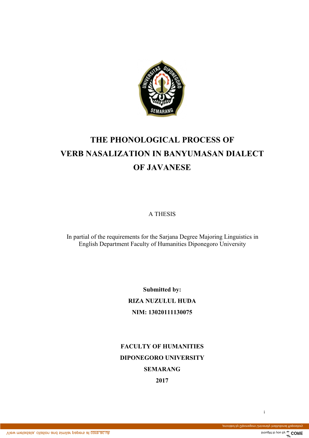 The Phonological Process of Verb Nasalization in Banyumasan Dialect of Javanese