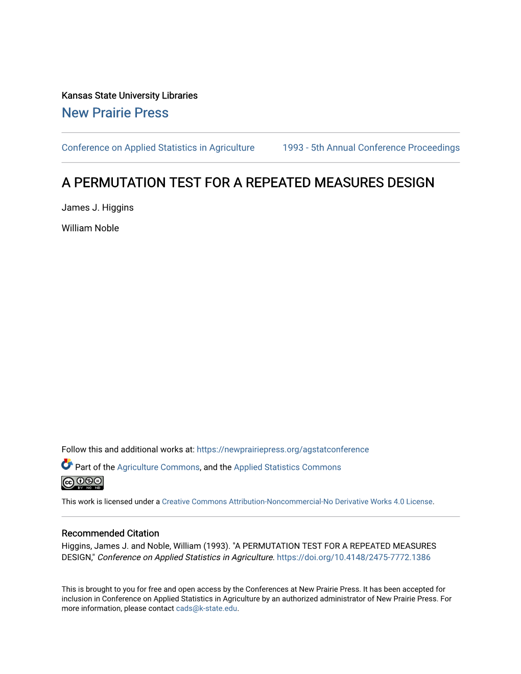 A Permutation Test for a Repeated Measures Design