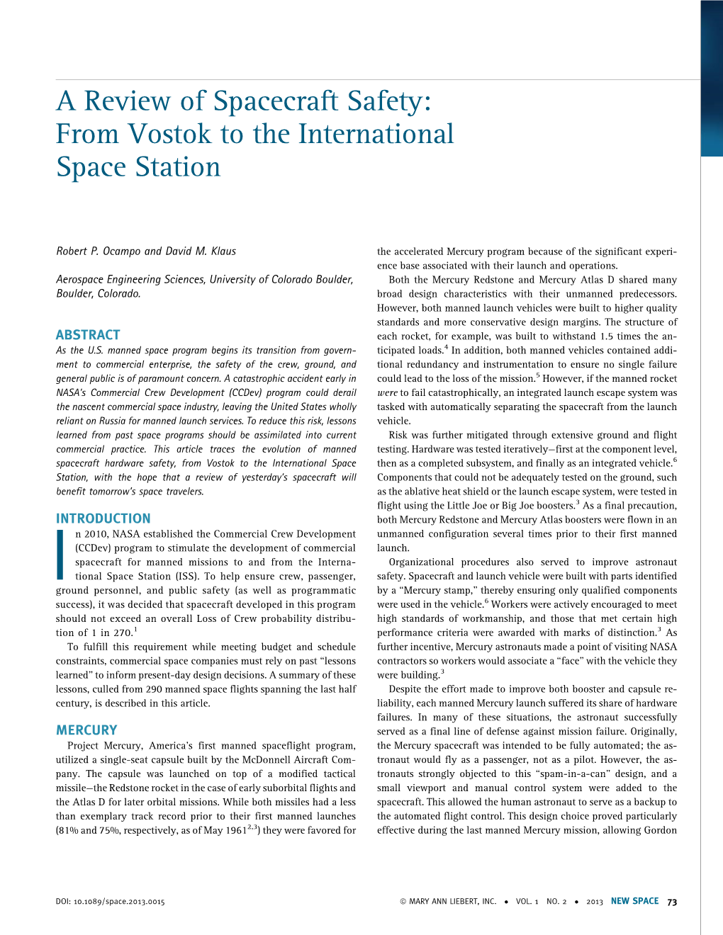 A Review of Spacecraft Safety: from Vostok to the International Space Station