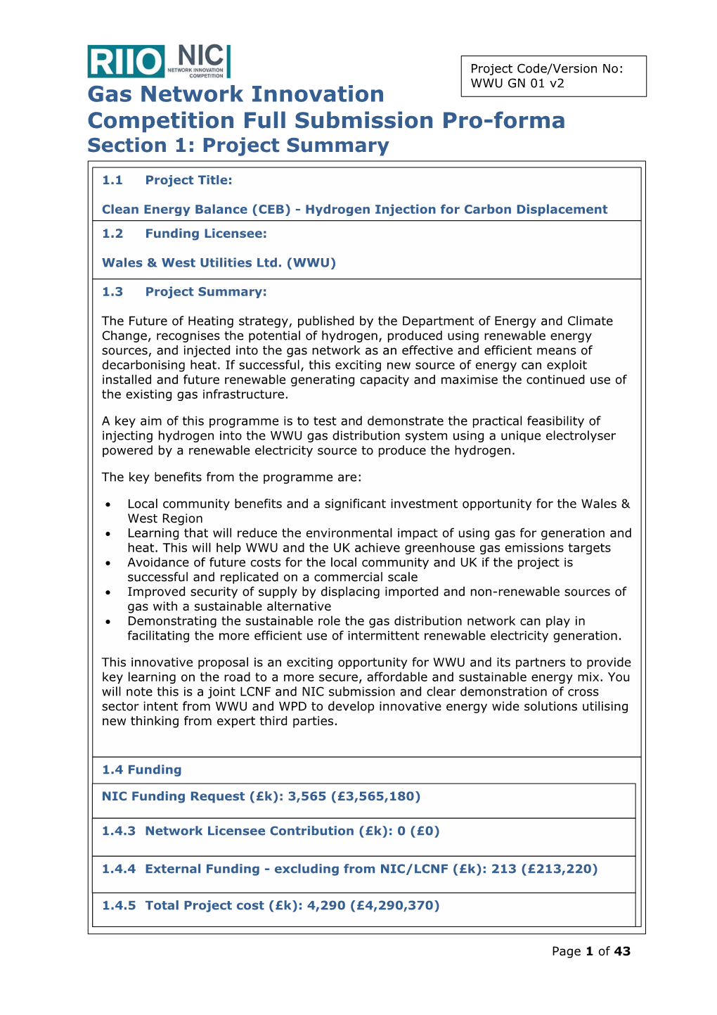 Gas NIC Submission from Wales and West Utilities