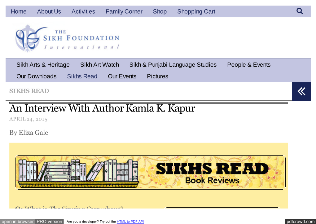 An Interview with Author Kamla K. Kapur APRIL 24, 2015