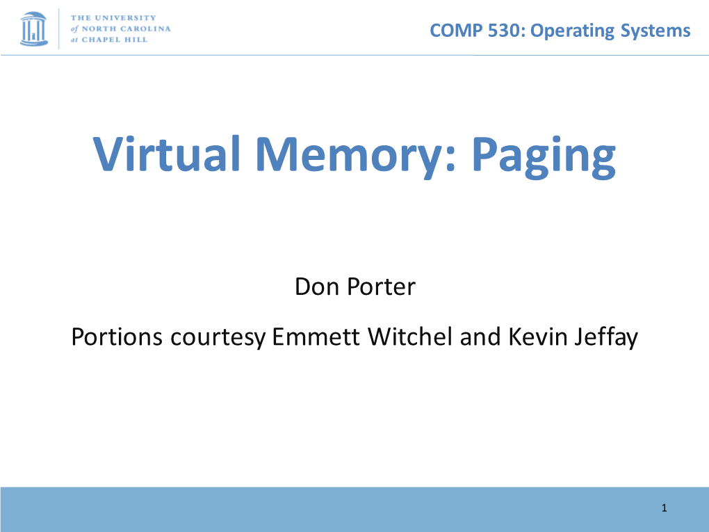 Virtual Memory: Paging