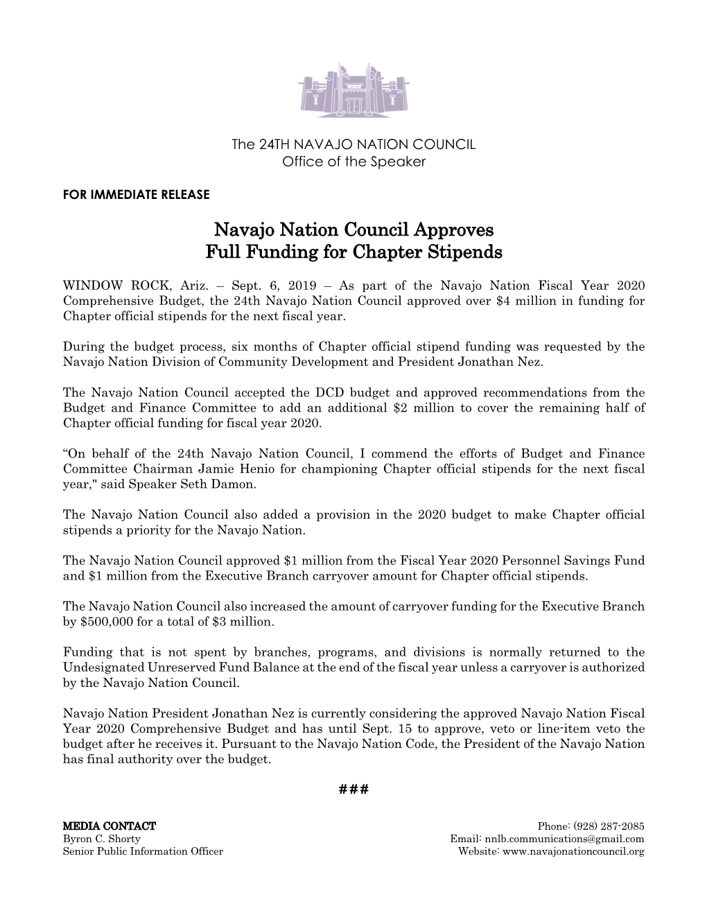 Navajo Nation Council Approves Full Funding for Chapter Stipends