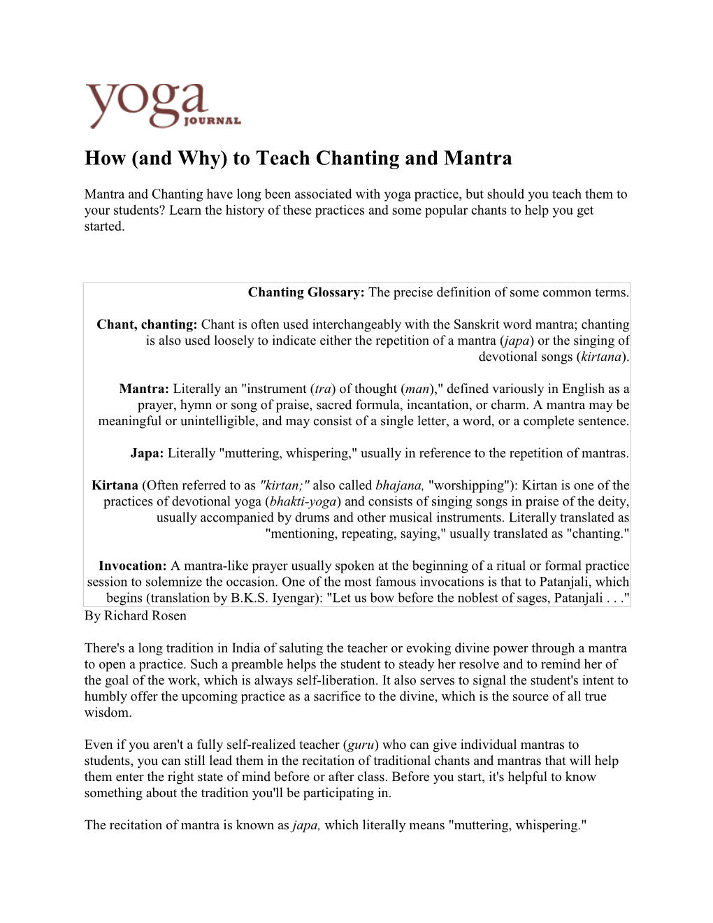 How (And Why) to Teach Chanting and Mantra
