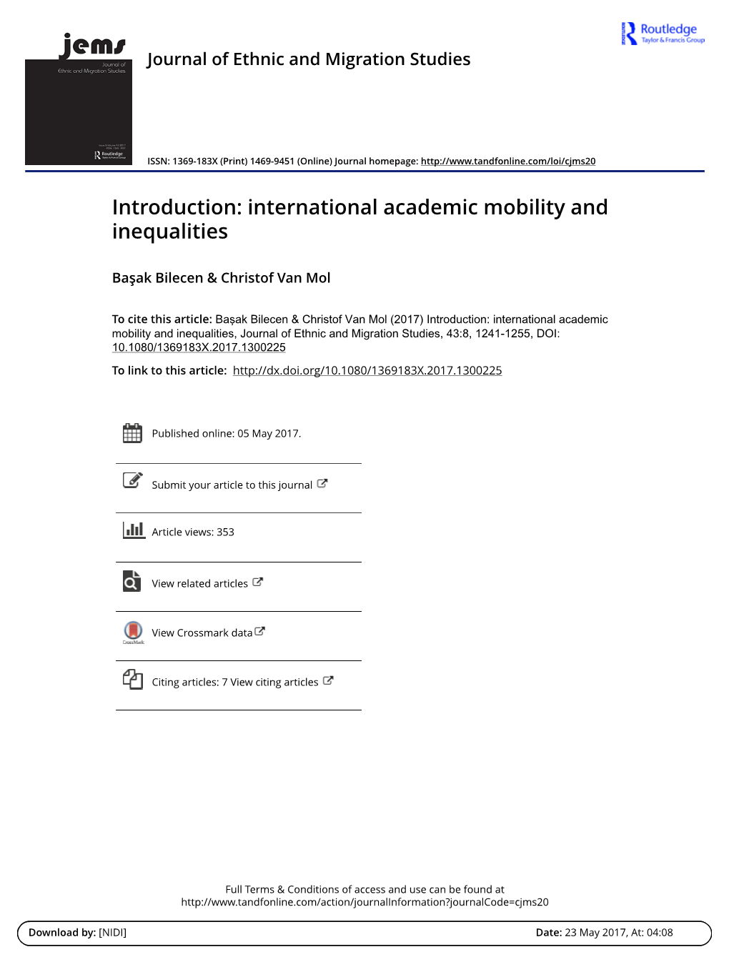 International Academic Mobility and Inequalities