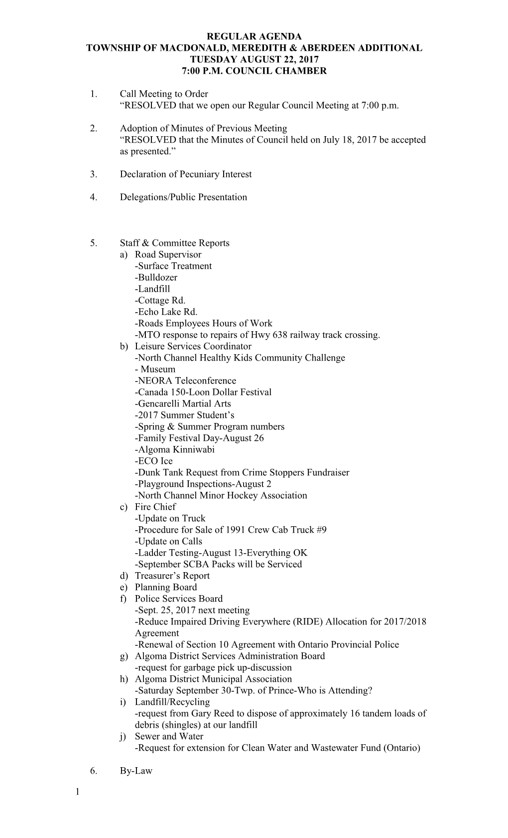 Township of Macdonald, Meredith & Aberdeen Additional