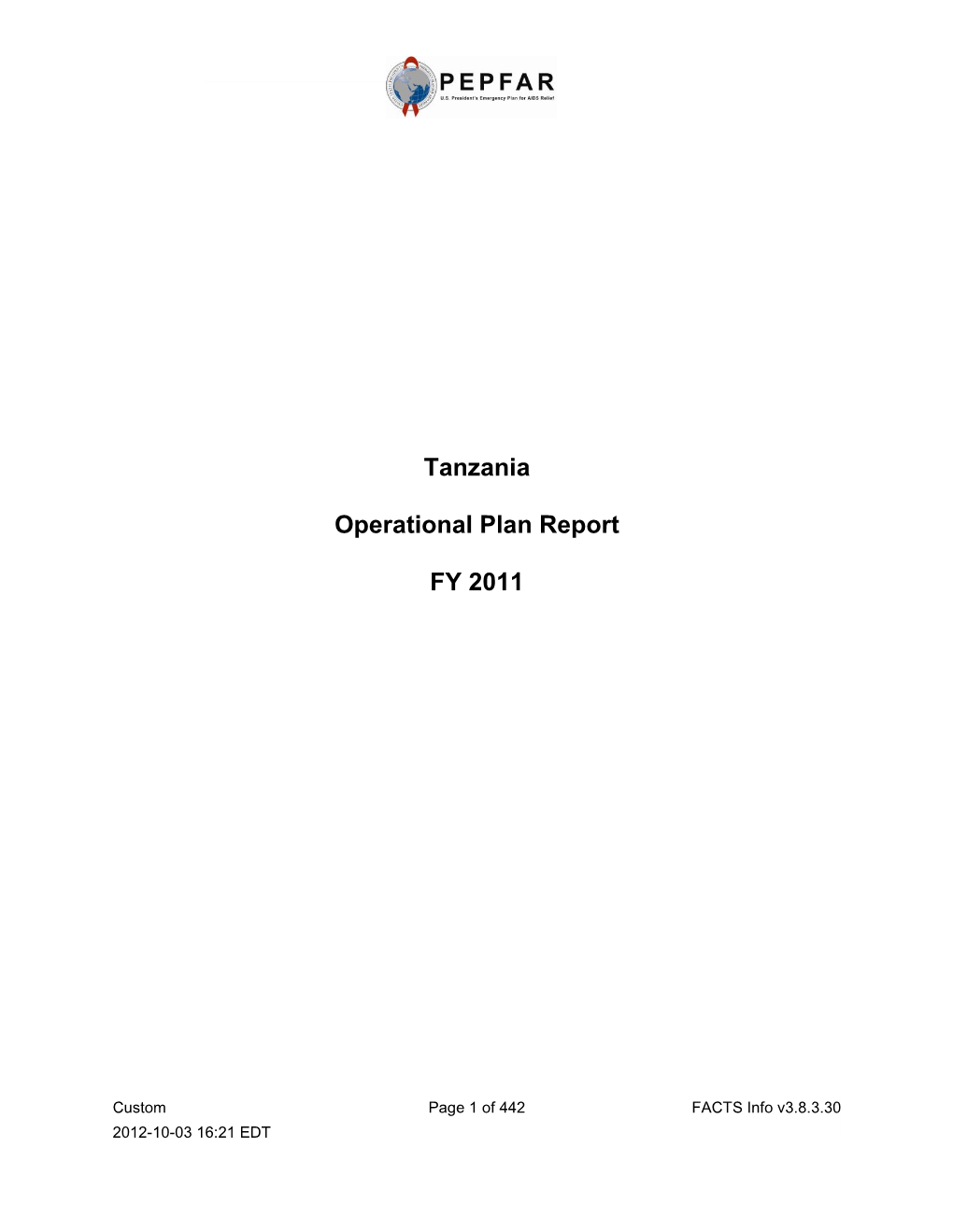 Tanzania Operational Plan Report FY 2011