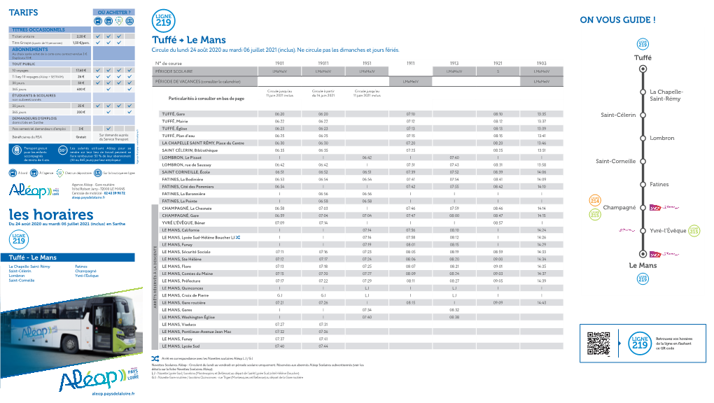 Les Horaires