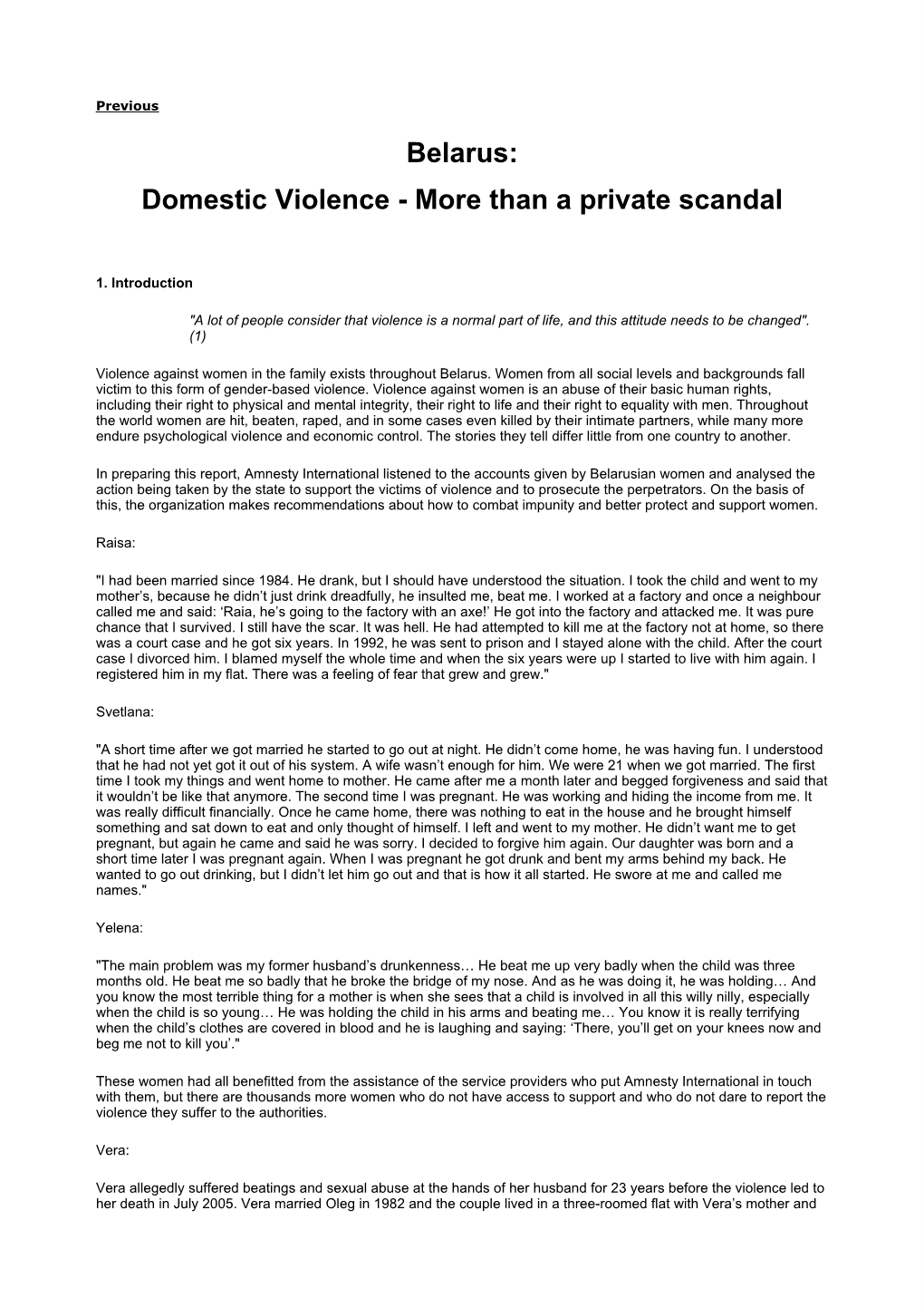 Belarus: Domestic Violence