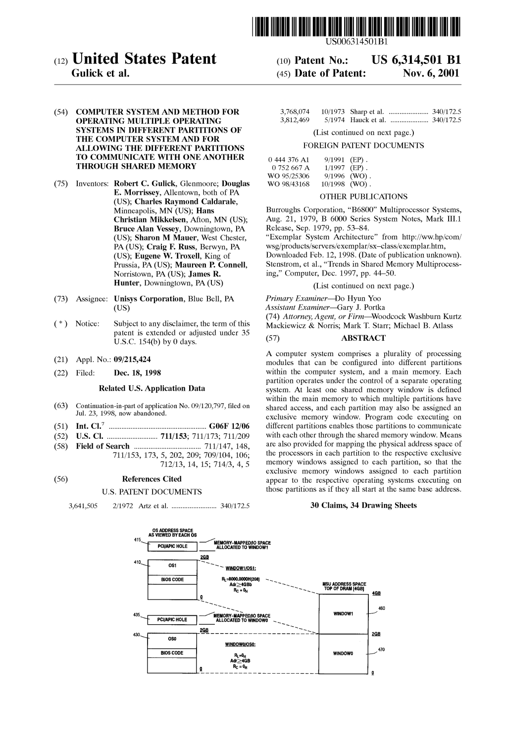 (12) United States Patent (10) Patent No.: US 6,314,501 B1 Gulick Et Al