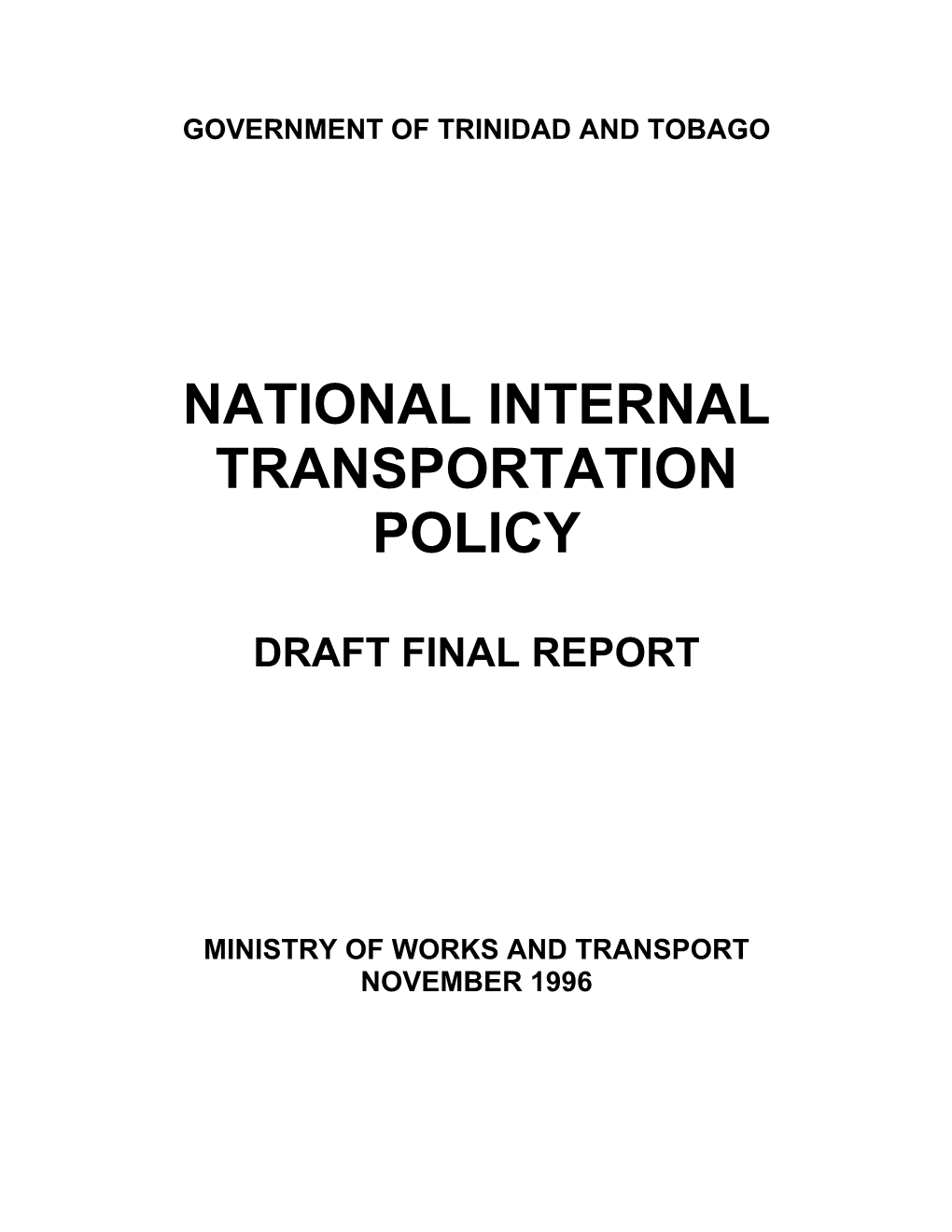 National Internal Transportation Policy