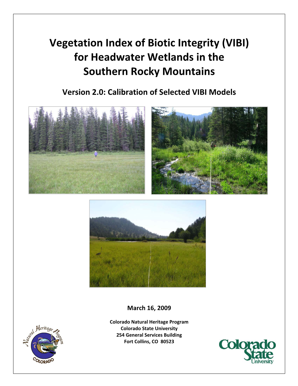 (VIBI) for Headwater Wetlands in the Southern Rocky Mountains