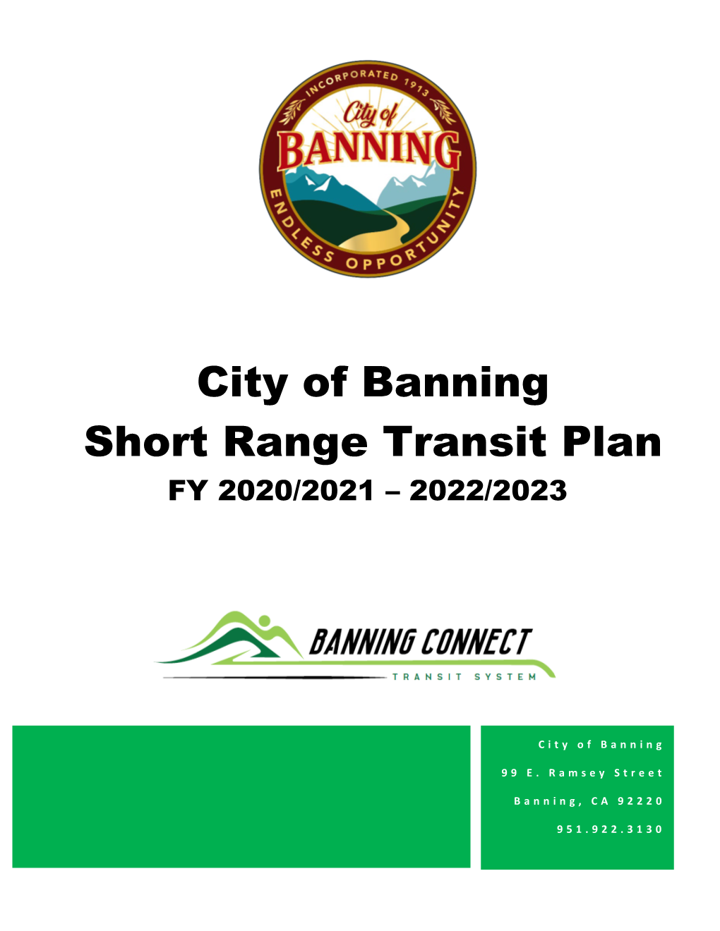 City of Banning Short Range Transit Plan FY 2020/2021 – 2022/2023