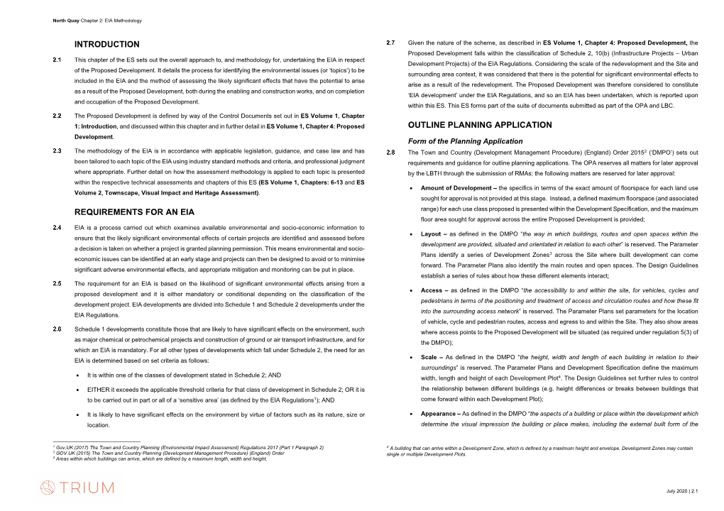 Introduction Requirements for an Eia Outline Planning