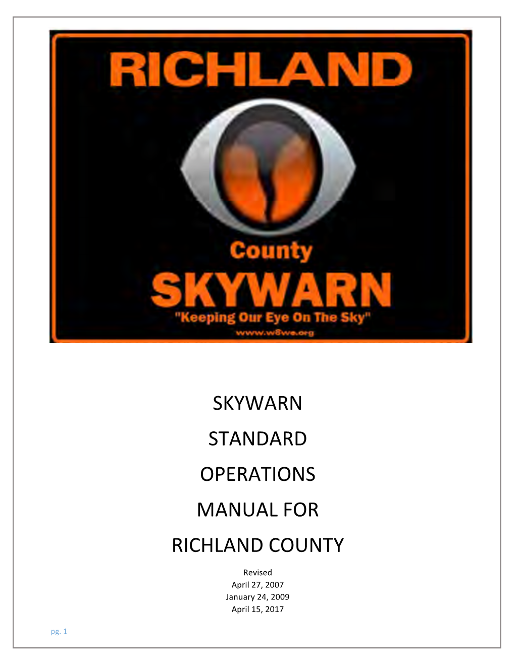 Skywarn Standard Operations Manual for Richland County