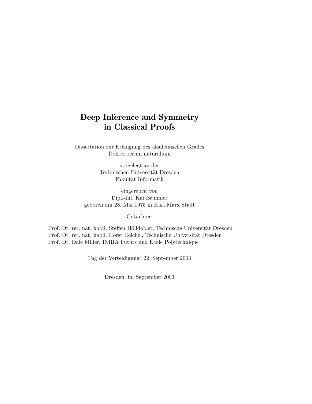 Deep Inference and Symmetry in Classical Proofs