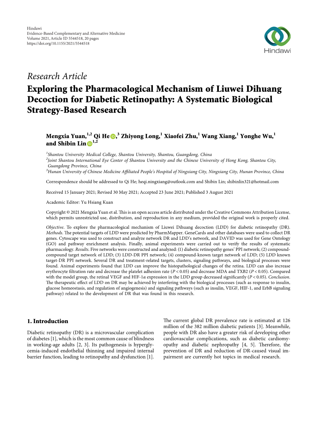 Exploring the Pharmacological Mechanism of Liuwei Dihuang Decoction for Diabetic Retinopathy: a Systematic Biological Strategy-Based Research