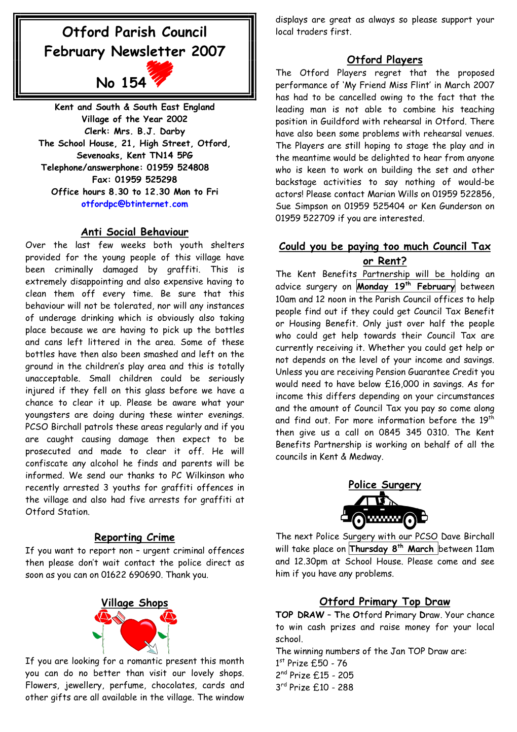 Otford Parish Council February Newsletter 2007 No