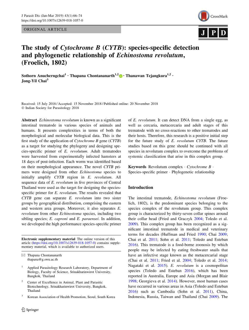 The Study of Cytochrome B (CYTB): Species-Specific Detection And