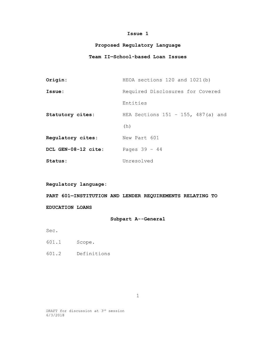 2009 Negotiated Rulemaking - Team Two, Session 3, Issue Paper One (MS Word)