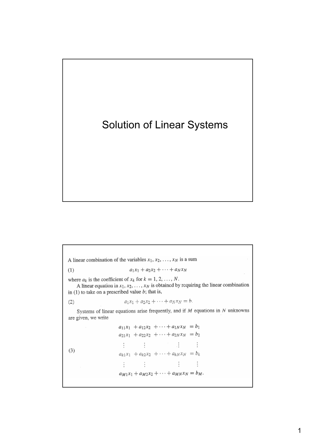 Solution of Linear Systems