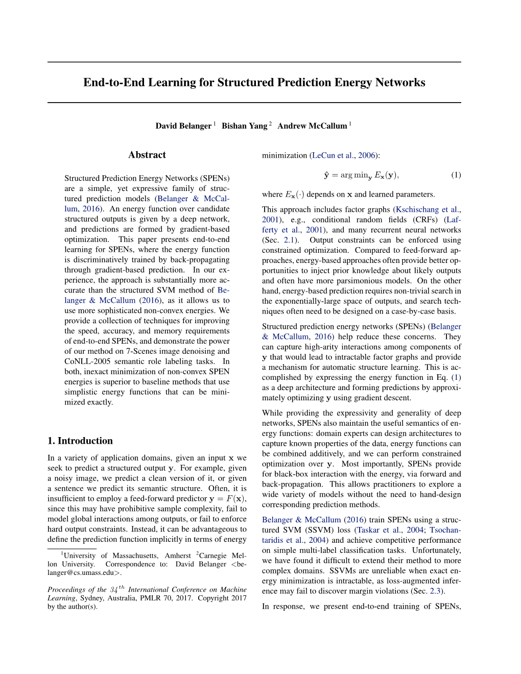 End-To-End Learning for Structured Prediction Energy Networks