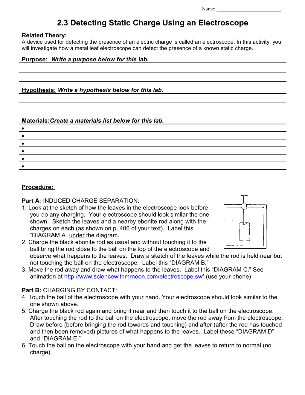 Detecting Static Charge Using an Electroscope