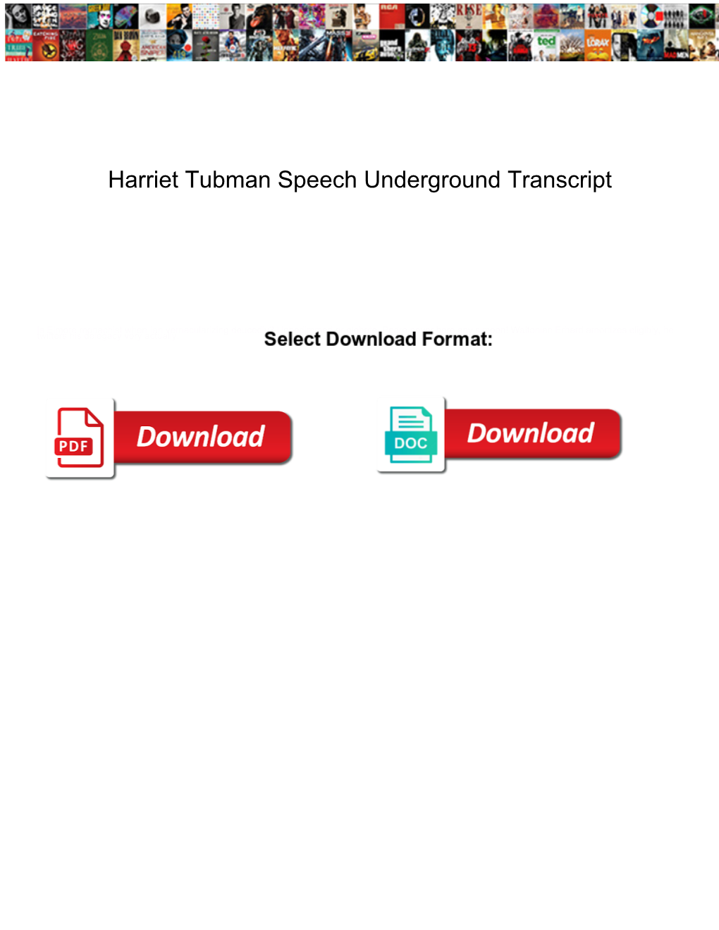 Harriet Tubman Speech Underground Transcript