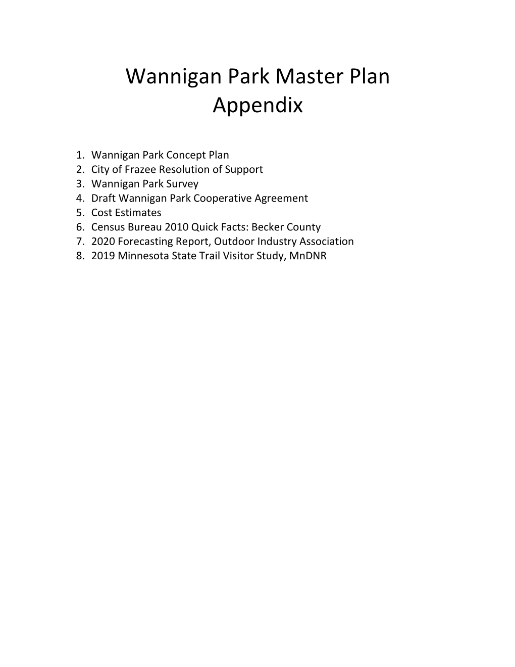 Wannigan Park Master Plan Appendix