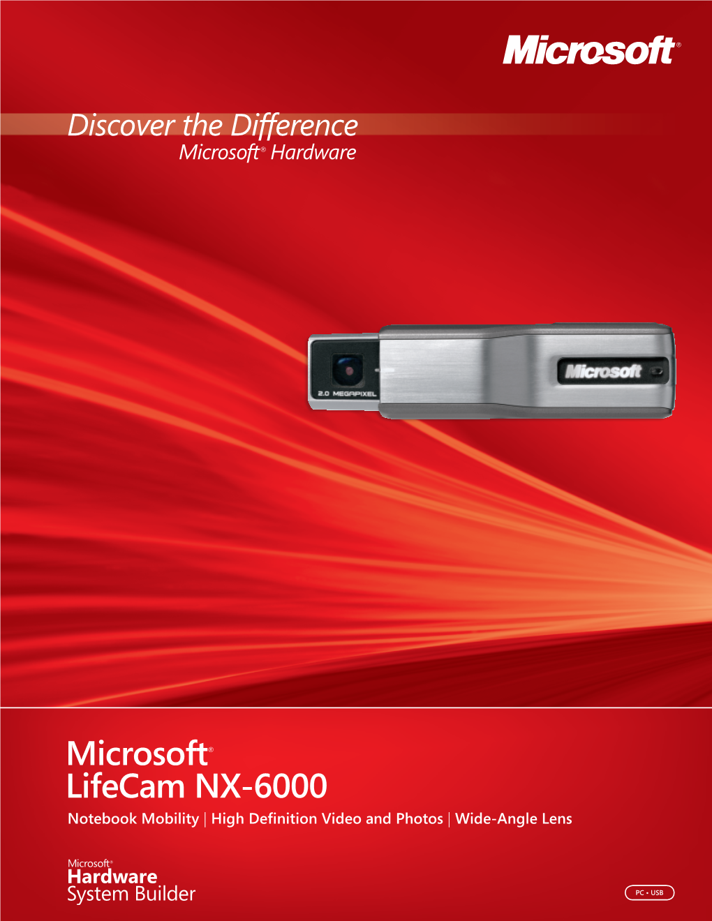 Microsoft Lifecam NX-6000 Notebook Mobility | High Definition Video and Photos | Wide-Angle Lens