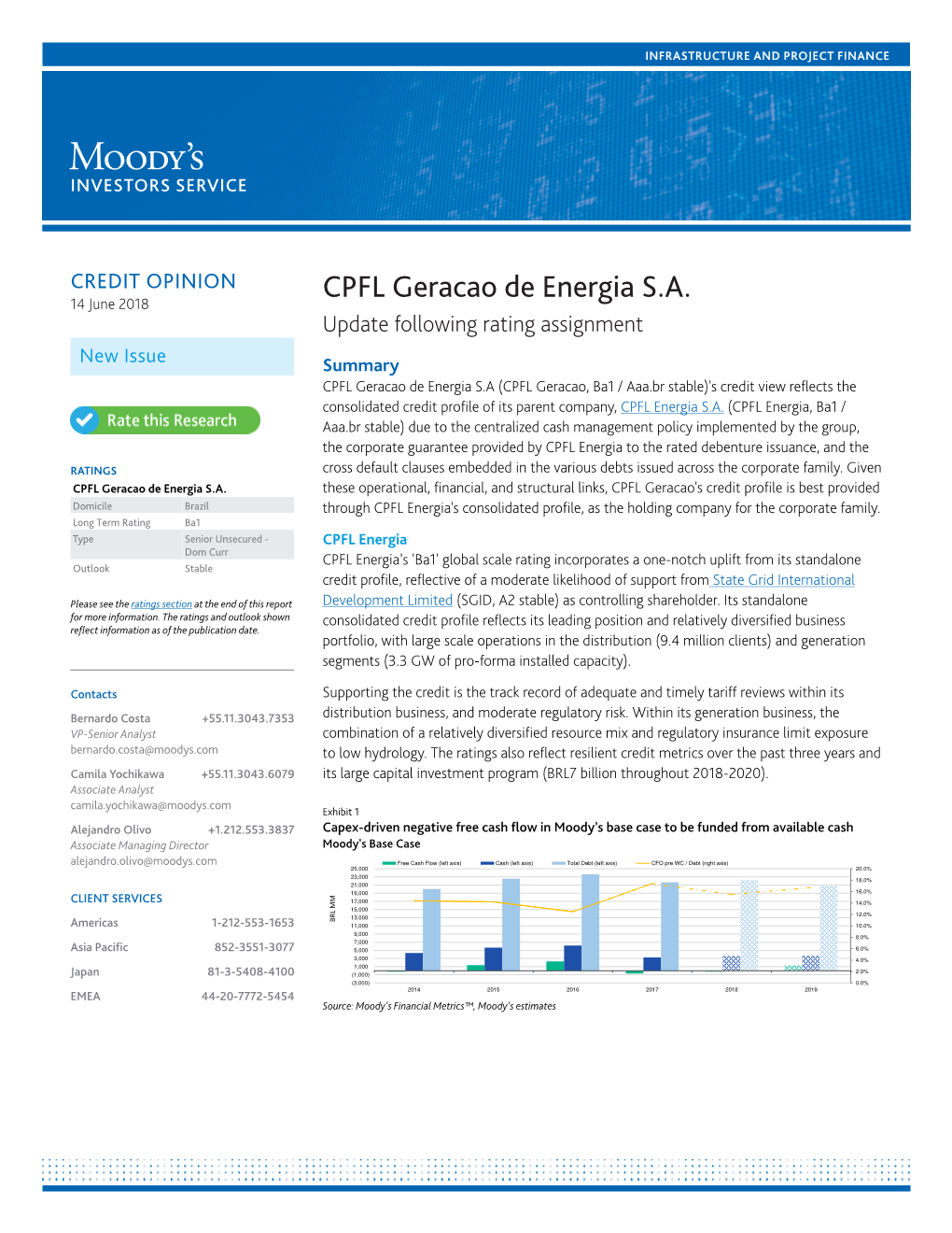 CPFL Geracao De Energia S.A. 14 June 2018 Update Following Rating Assignment