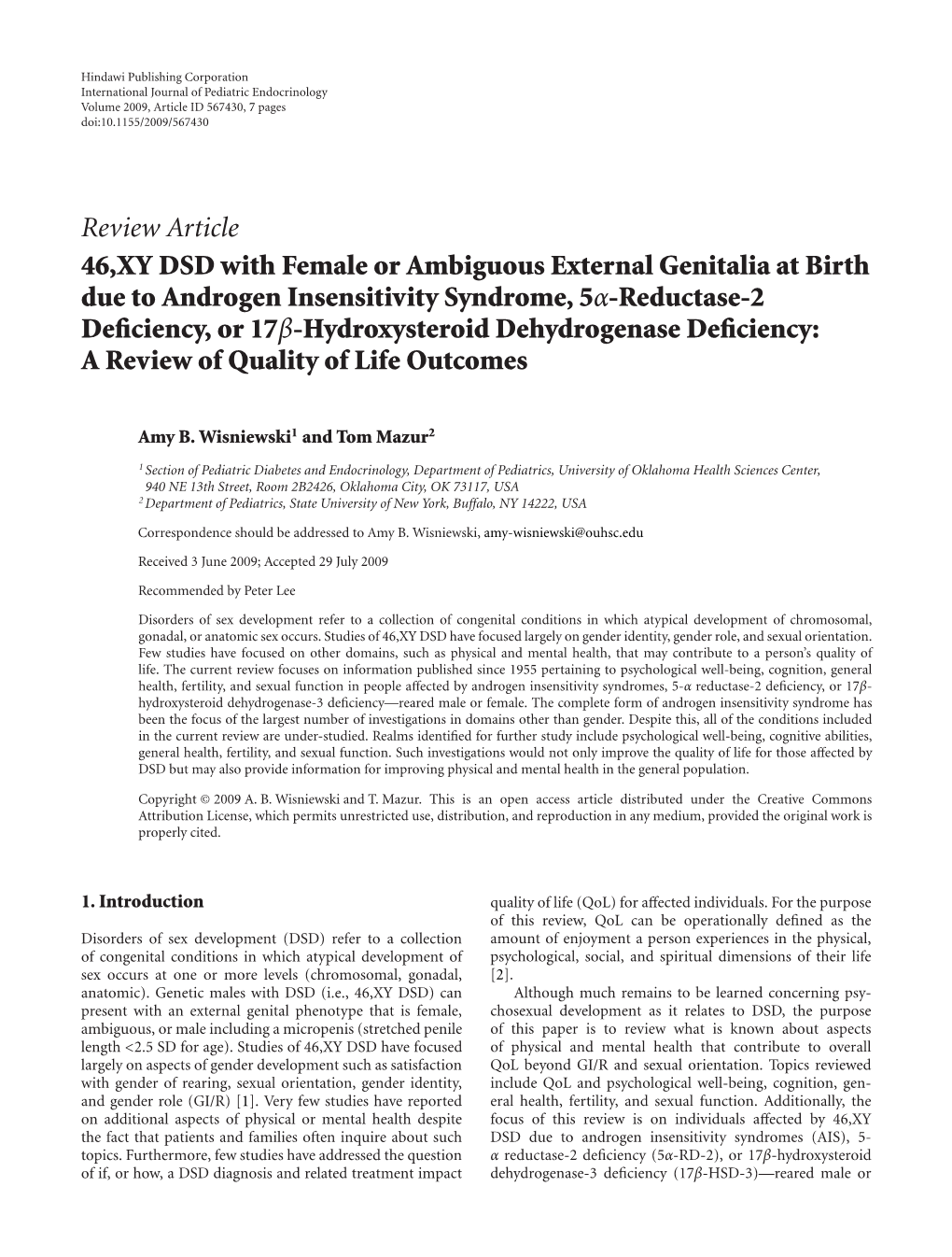 46, XY DSD with Female Or Ambiguous External Genitalia At