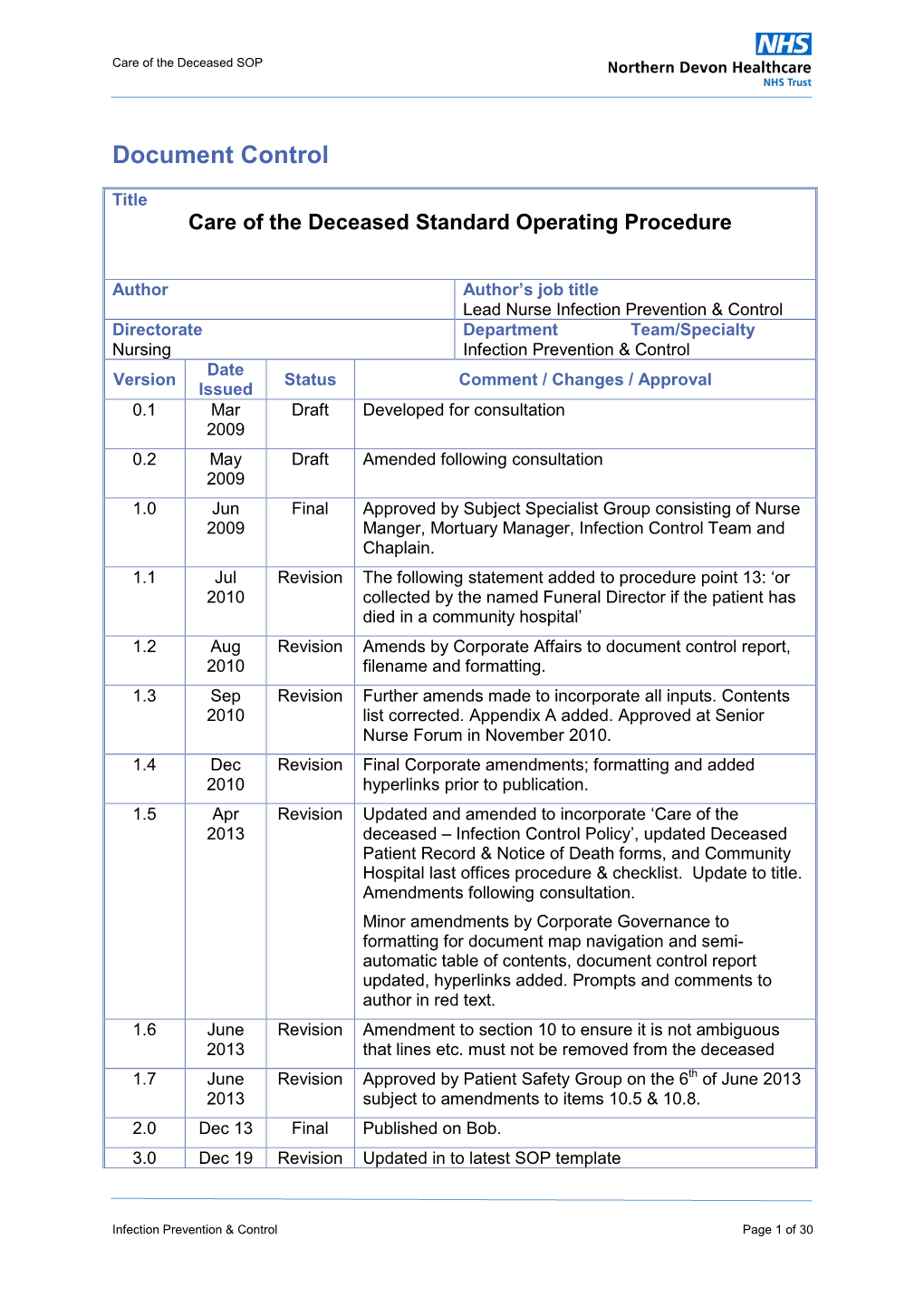Care of Deceased SOP.Docx Filename Care of the Deceased Standard Operating Procedure