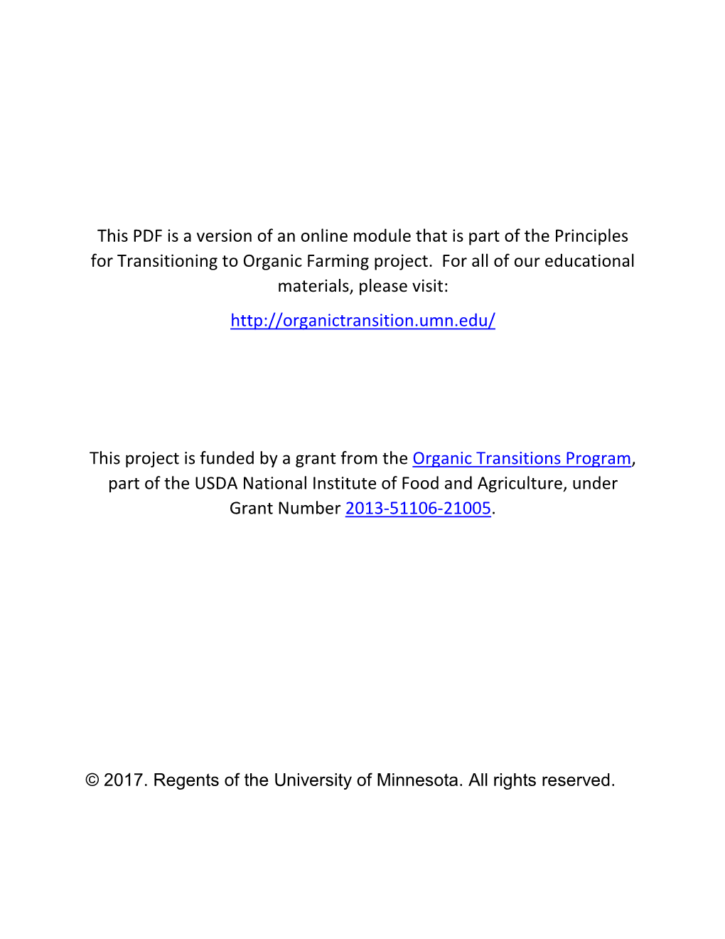 This PDF Is a Version of an Online Module That Is Part of the Principles for Transitioning to Organic Farming Project