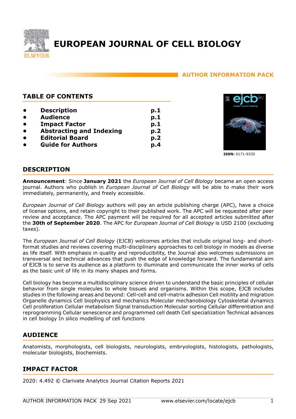 European Journal of Cell Biology