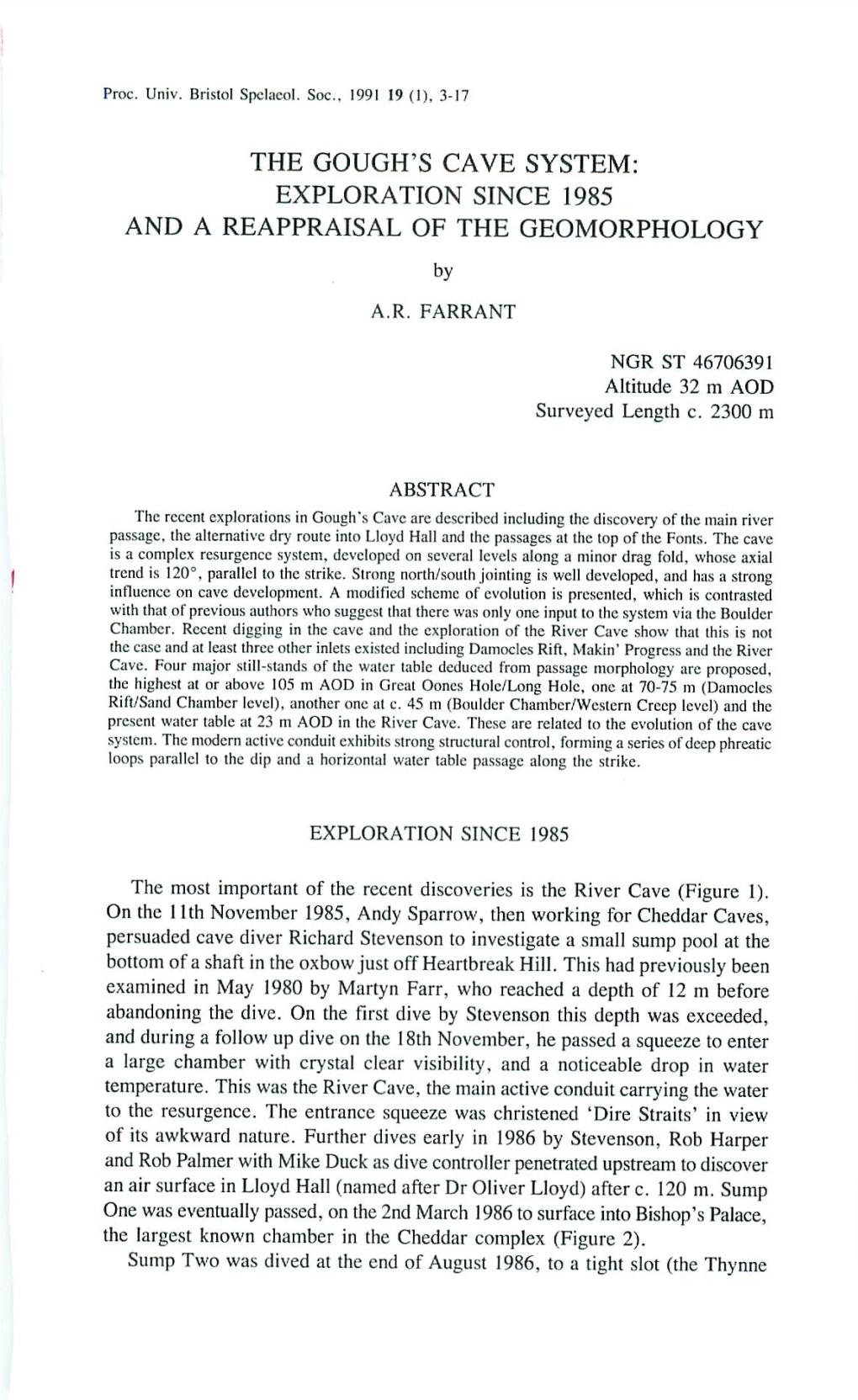 The Gough's Cave System: Exploration Since 1985 and a Reappraisal of the Geomorphology