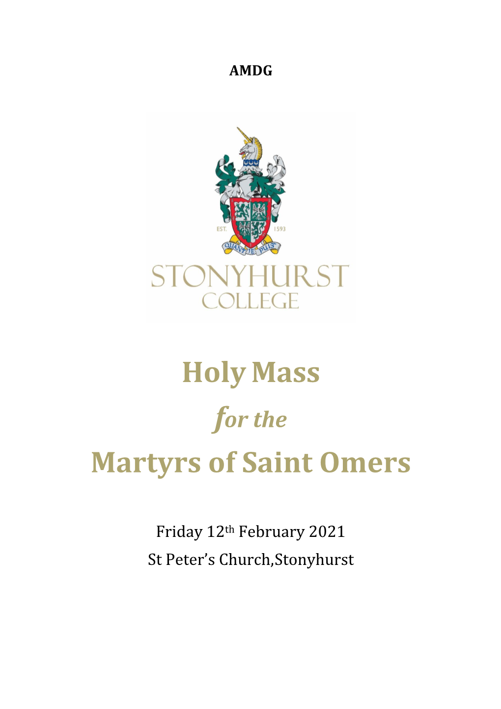 Saint Omers Martyrs Mass Booklet