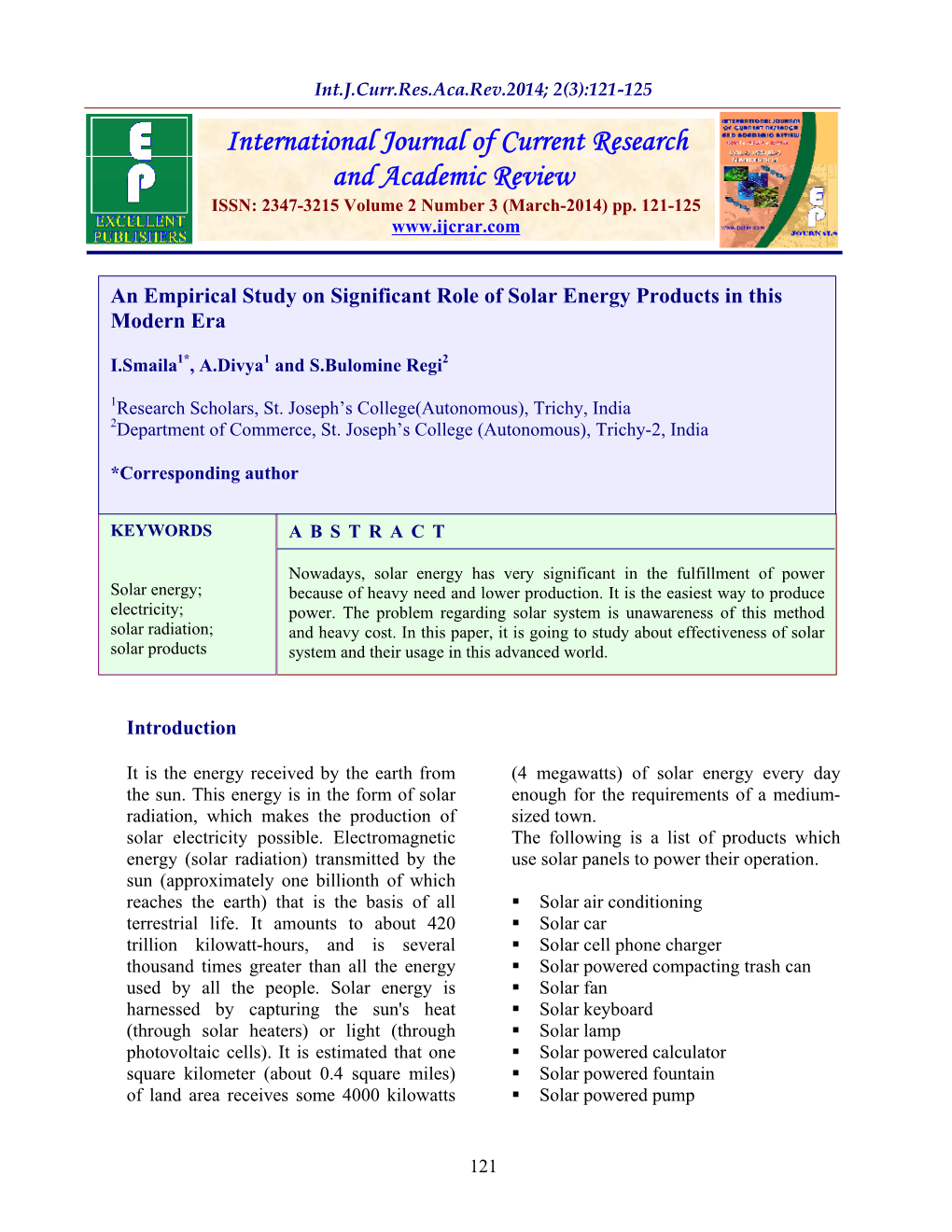 An Empirical Study on Significant Role of Solar Energy Products in This Modern Era