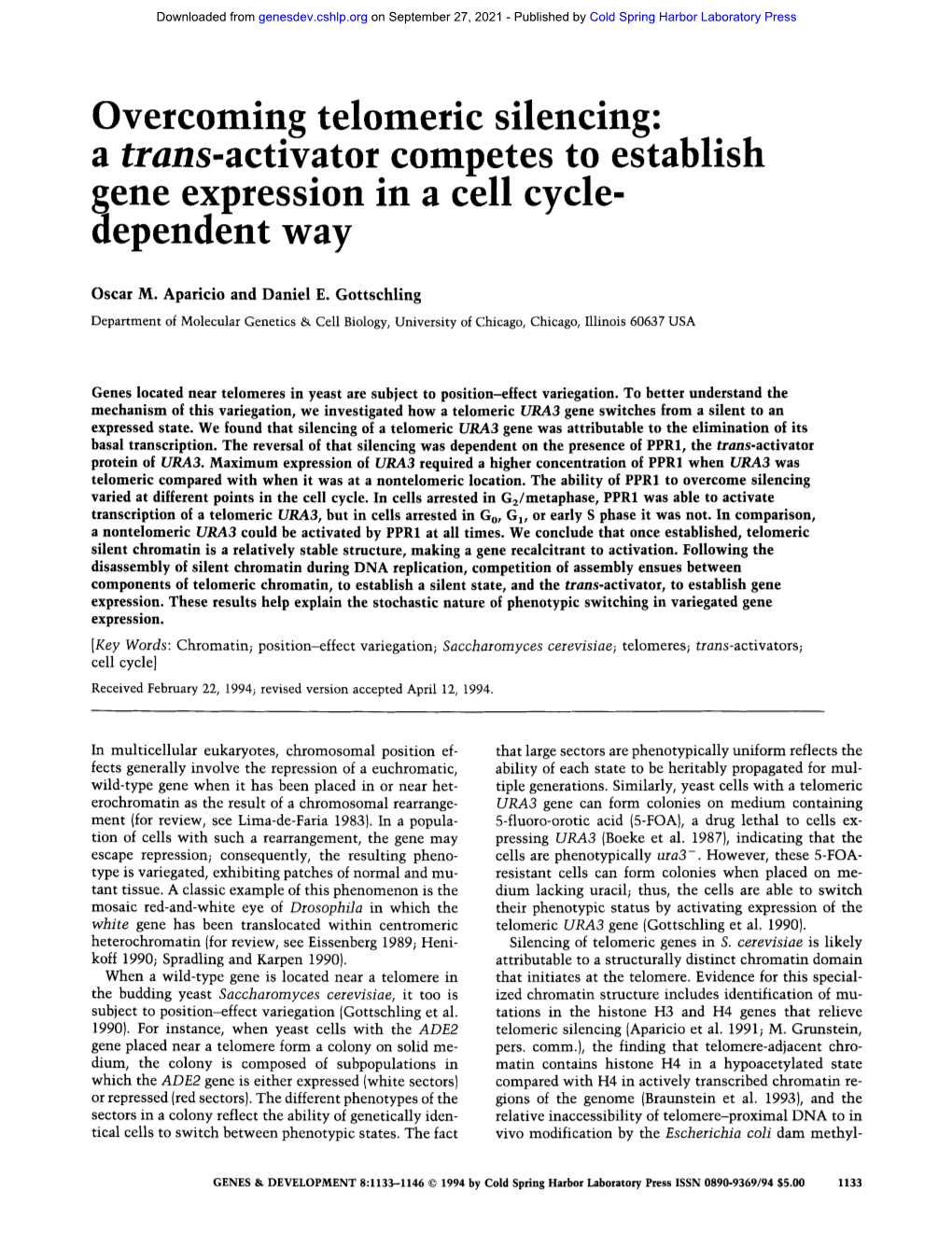 Overcoming Telomeric Silencing