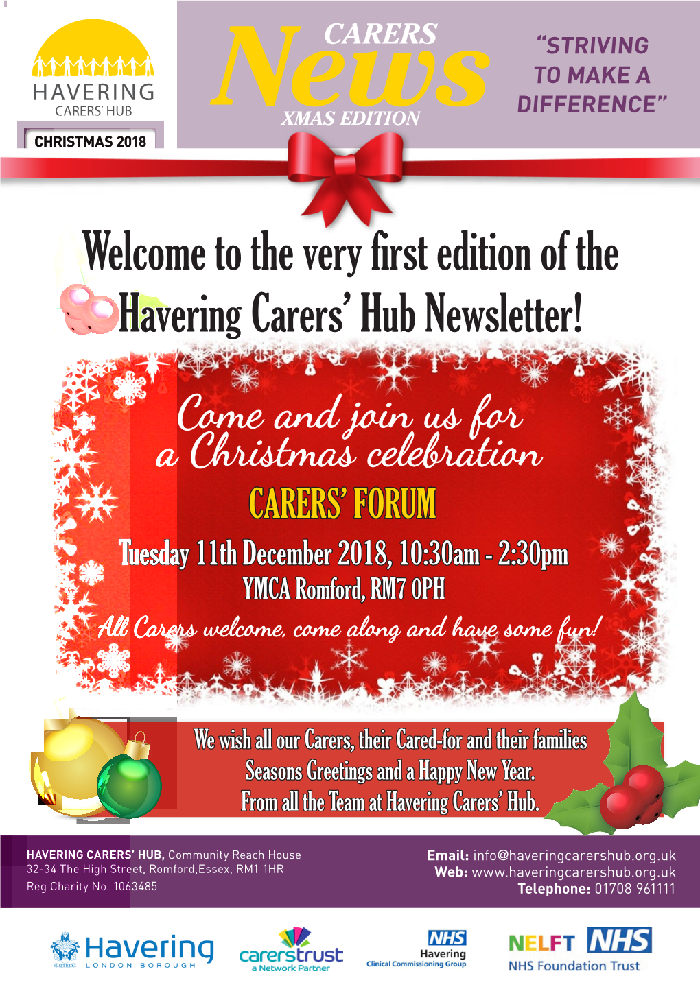 Welcome to the Very First Edition of the Havering Carers' Hub Newsletter!