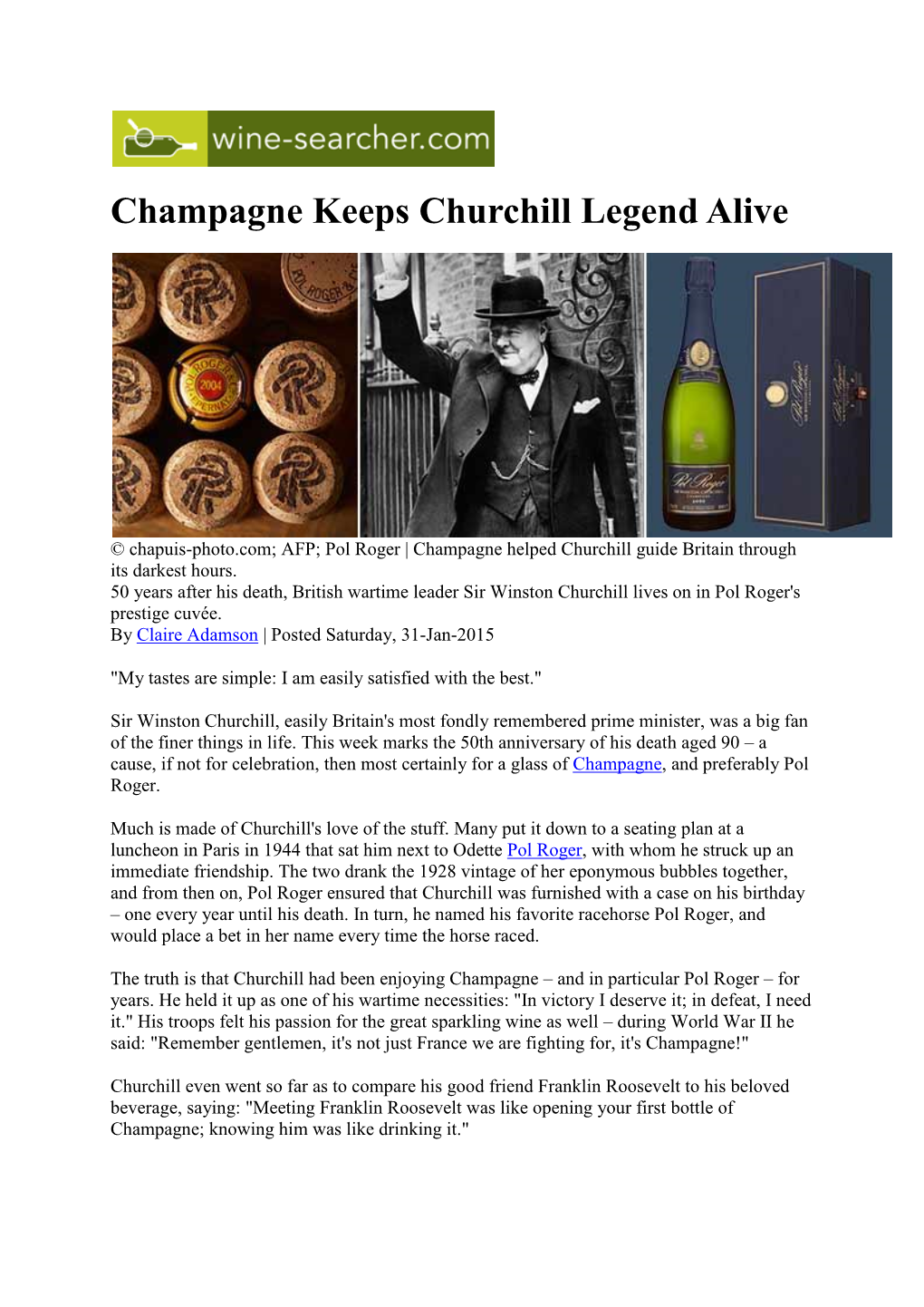 Champagne Keeps Churchill Legend Alive