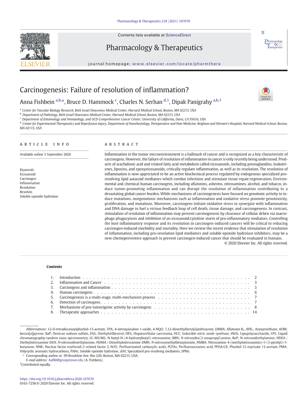 Carcinogenesis: Failure of Resolution of Inflammation?