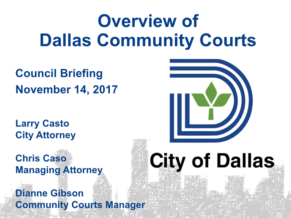 Overview of Dallas Community Courts