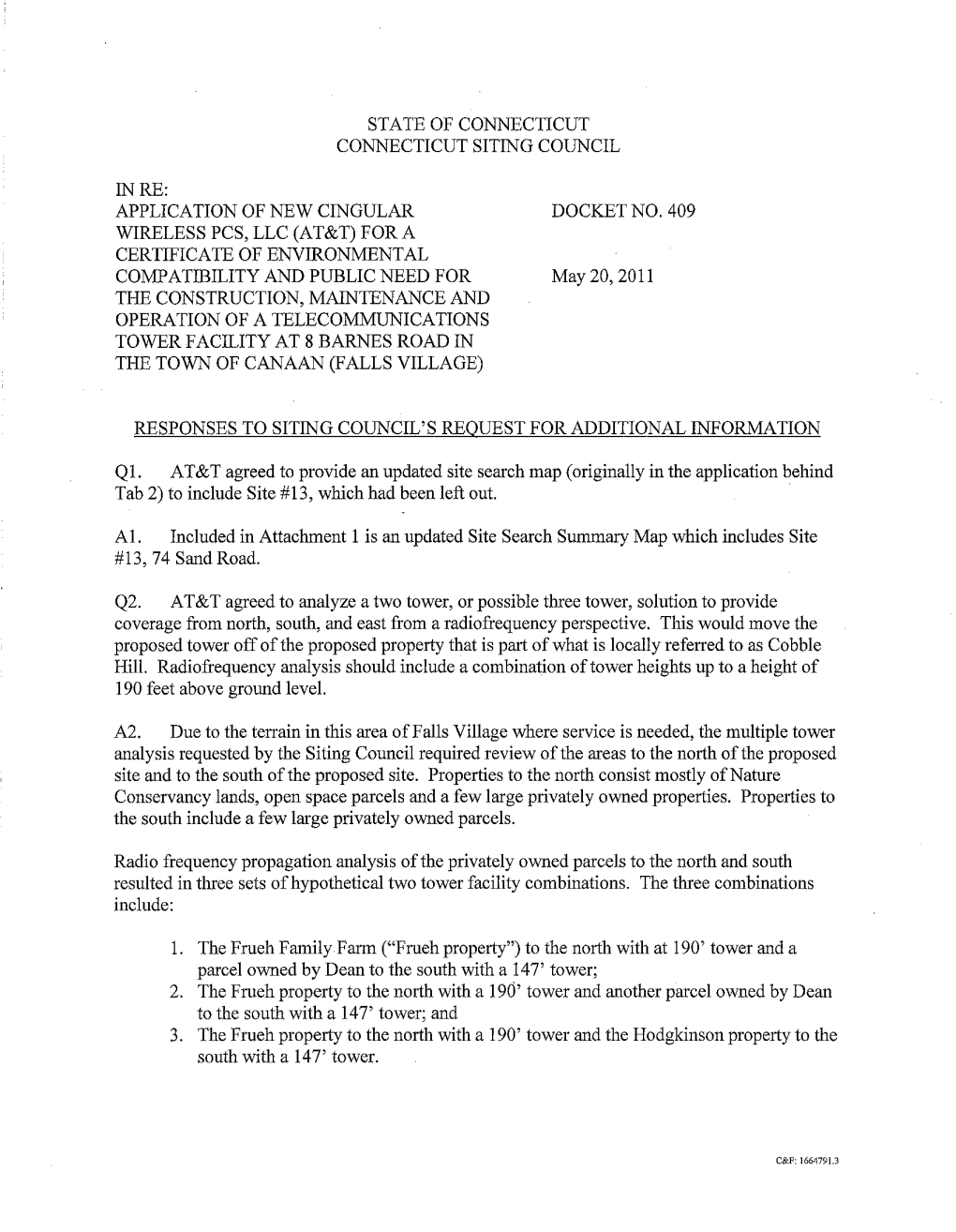 AT&T Response to CSC Request for Information, 05/20/11