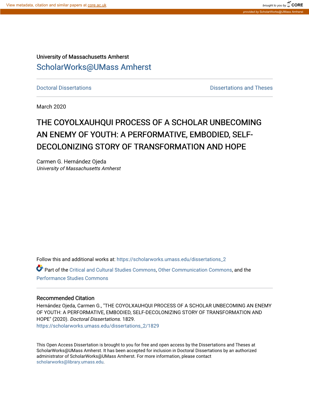 The Coyolxauhqui Process of a Scholar Unbecoming an Enemy of Youth: a Performative, Embodied, Self- Decolonizing Story of Transformation and Hope