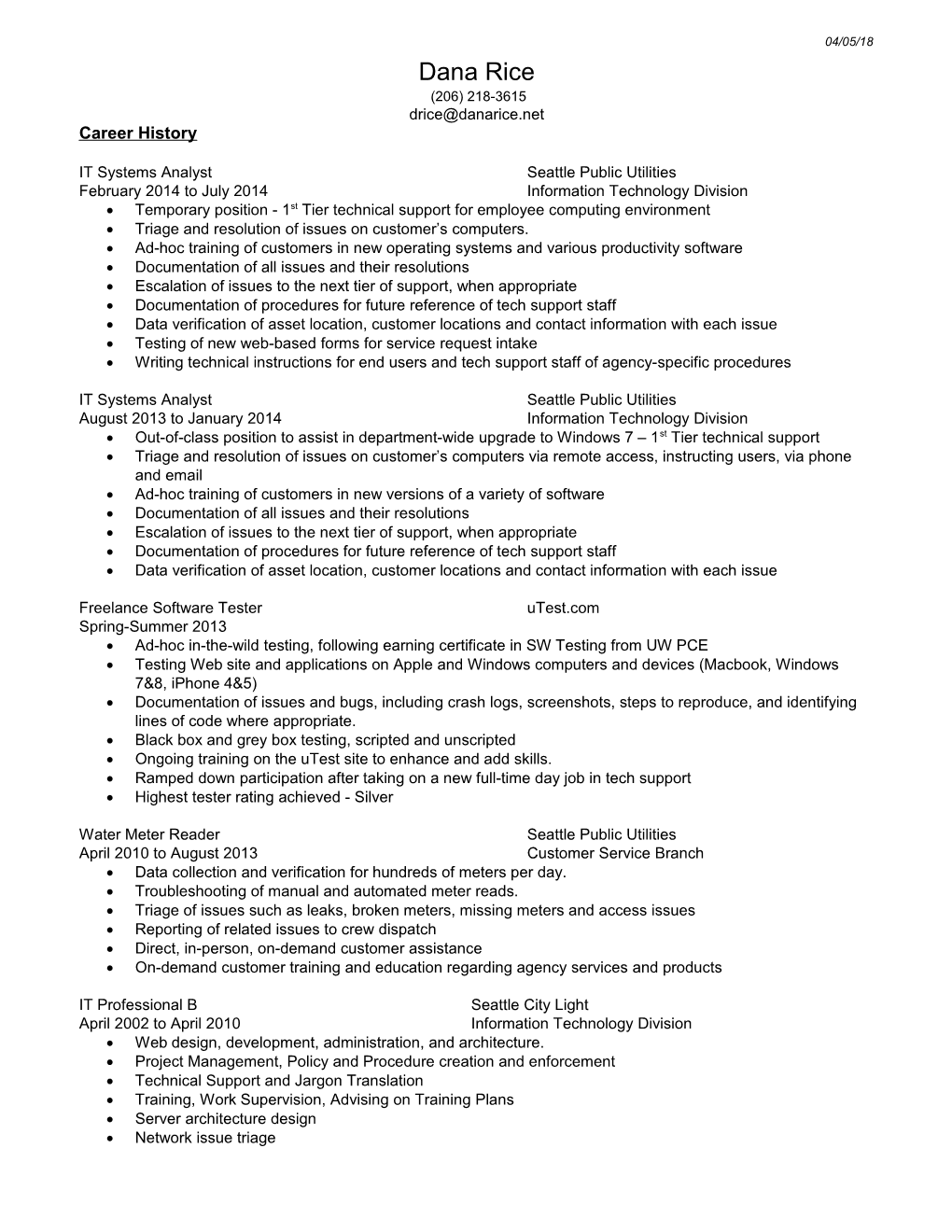 DLR's Computer Geek Resume