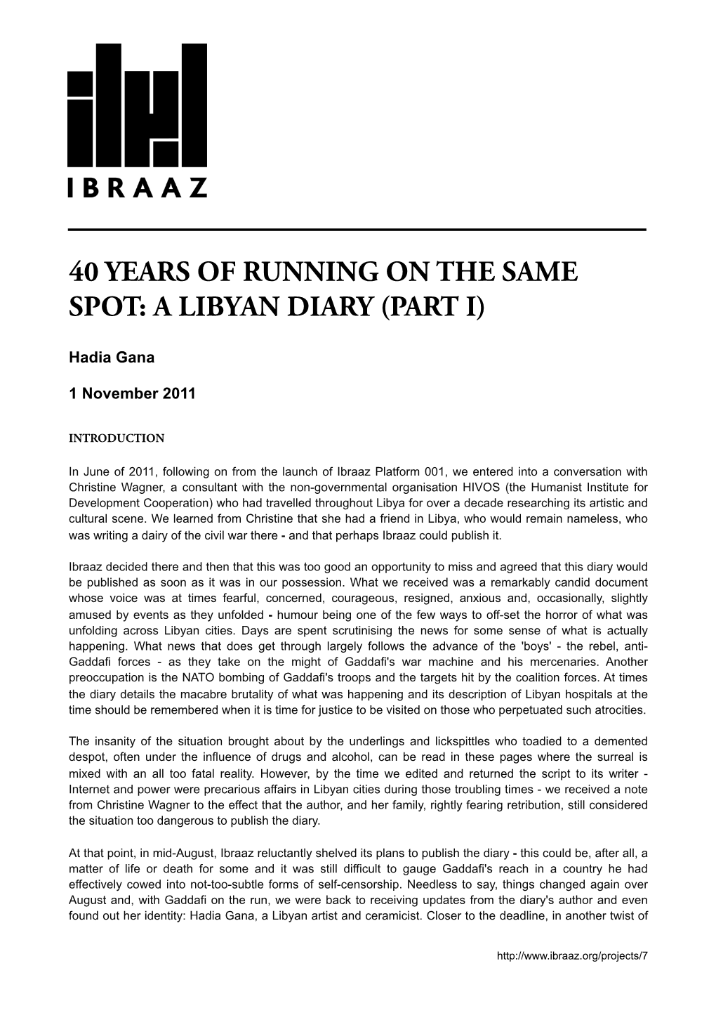 40 Years of Running on the Same Spot a Libyan Diary