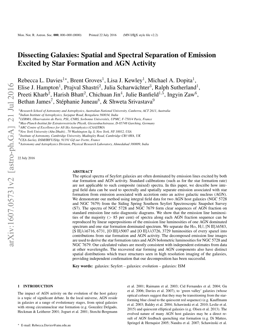 Dissecting Galaxies: Spatial and Spectral Separation of Emission Excited by Star Formation and AGN Activity