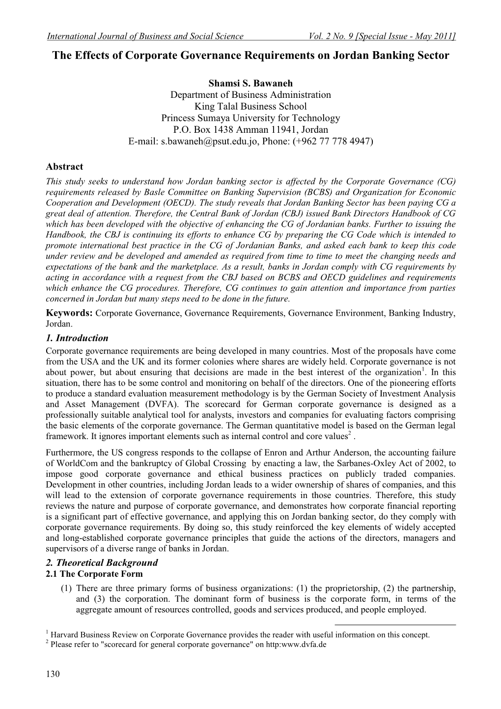 The Effects of Corporate Governance Requirements on Jordan Banking Sector