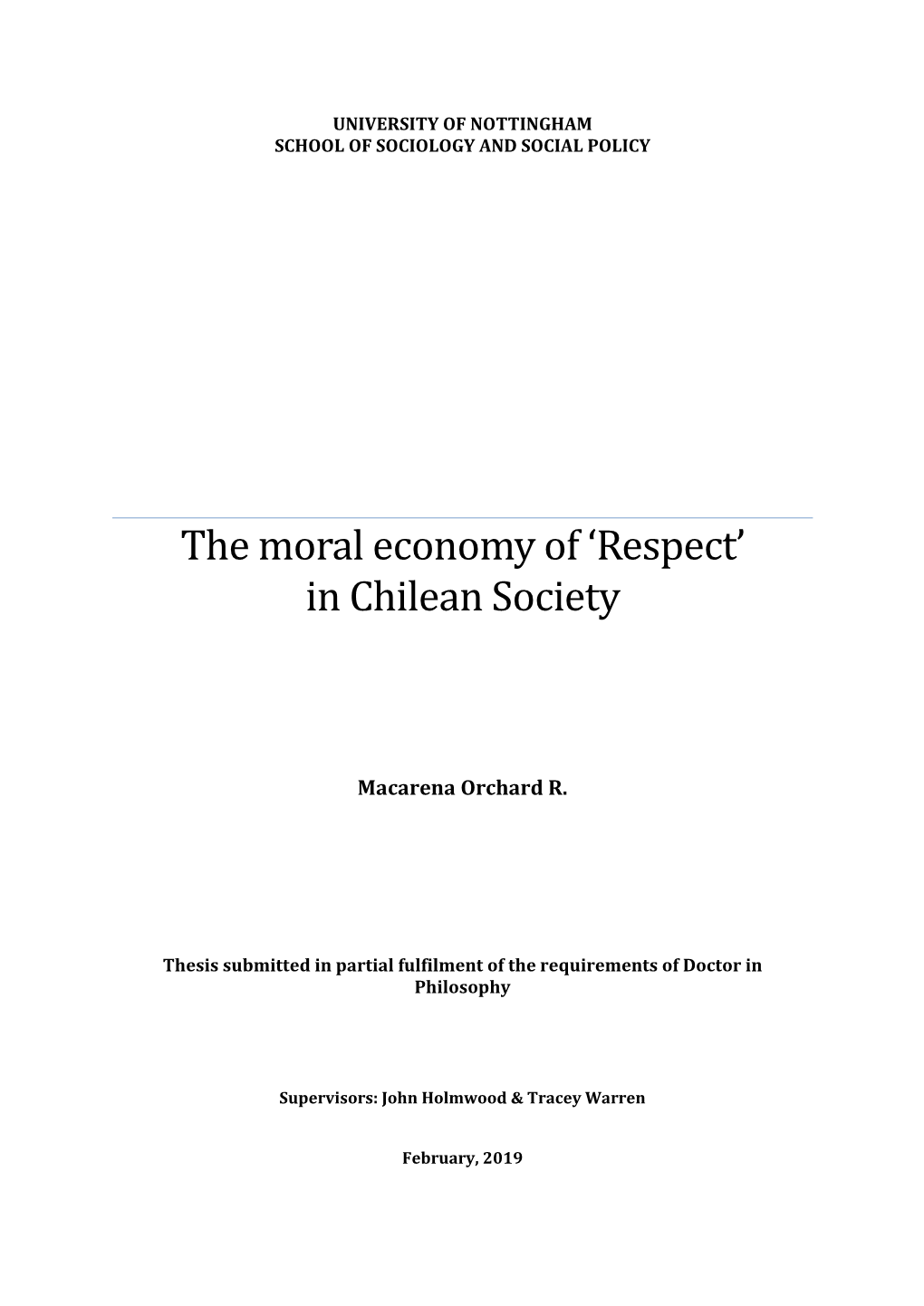 The Moral Economy of 'Respect' in Chilean Society